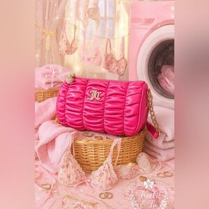 Juicy Couture Run the World Pink Flash Ruched Barrel Shoulder Bag NWT